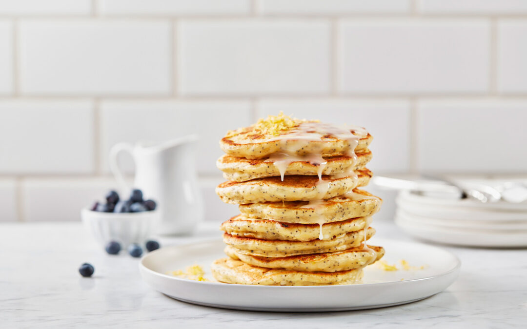 Lemon Poppy Seed Cottage Cheese Pancakes