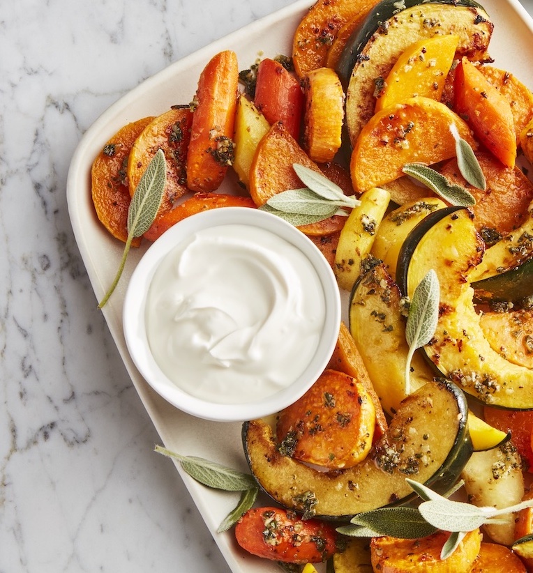 Winter Roasted Veggies Recipe With Sour Cream