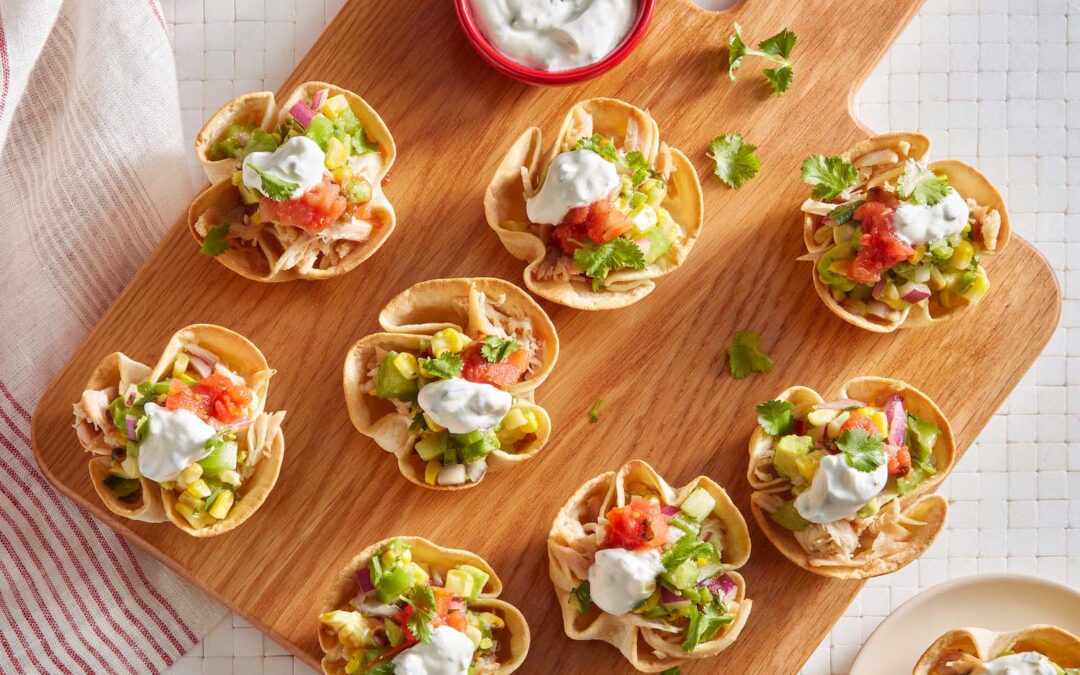 Chicken Tortilla Bowls with Jalapeño Sour Cream