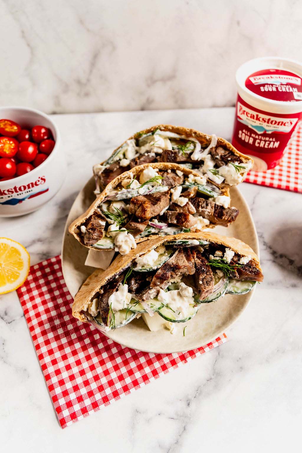 Grilled Steak with Tzatziki Salad Pitas | Breakstone's